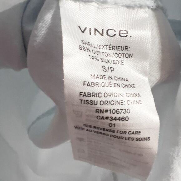 Vince Shirt Womens Small Button Fray Hem Cotton Silk Light Blue Long Sleeve - Picture 6 of 6
